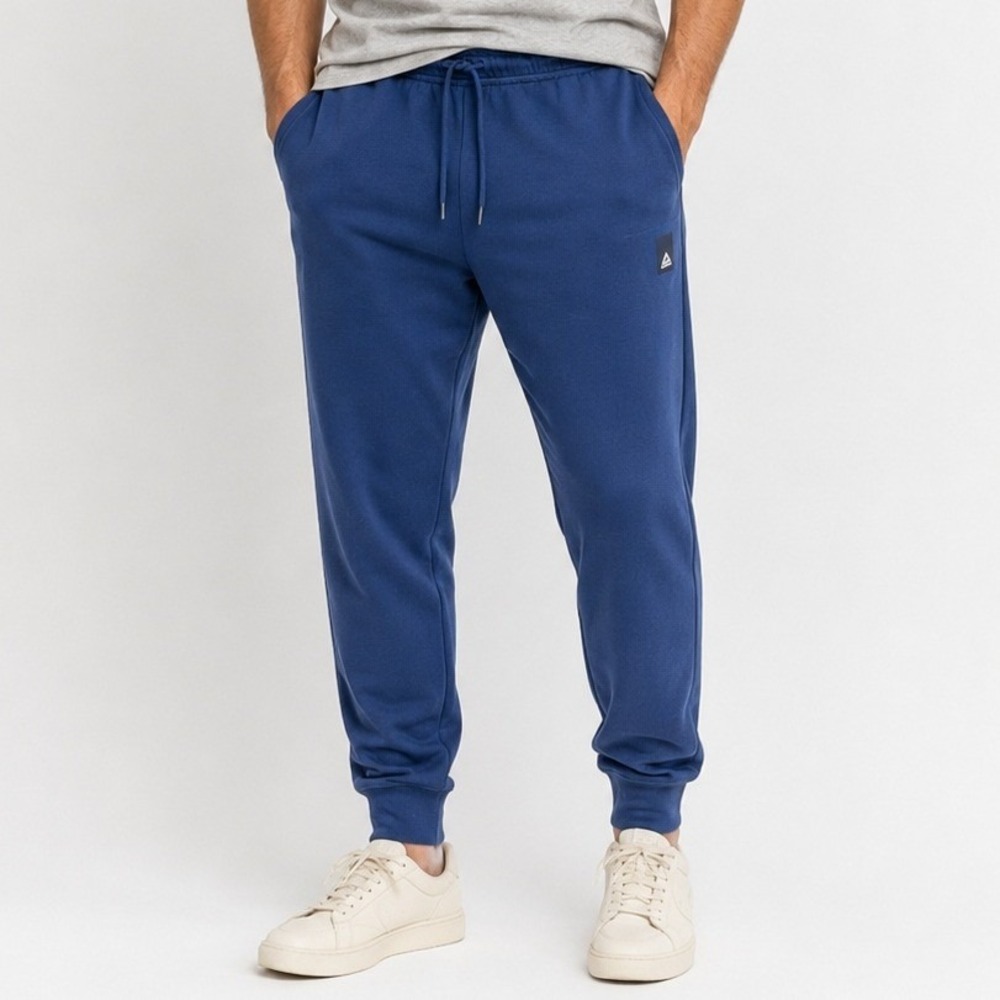 Reebok Men's 2XL Blue Joggers Sweatpants Drawstring Cuffed Pocket Athletic